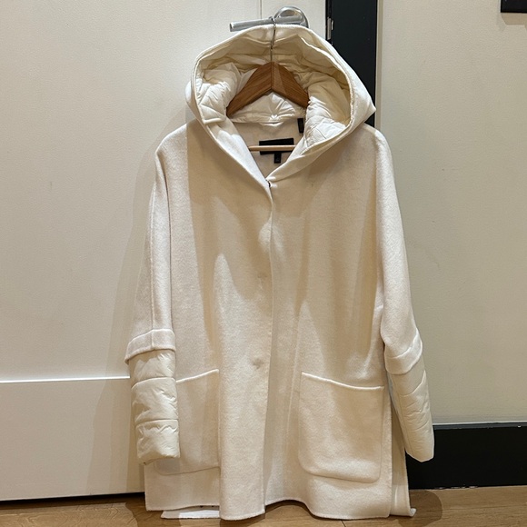 Women's Double Face Wool Cape Coat with Detachable Hood